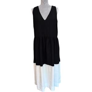 Tuckernuck POMANDER PLACE Black White Colorblock Sleeveless Midi‎ Dress Size L